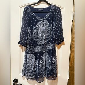 a.n.a Navy and White Dress